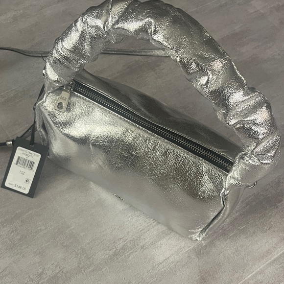 DKNY Stasia Metallic Silver Demi Crossbody Bag-NWT - Picture 5 of 12